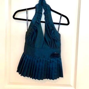 Nwot, Bebe, halter, blue, peplum top